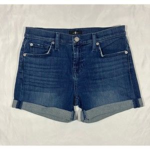 7 For All Mankind Mid Roll Up Denim Shorts NWT